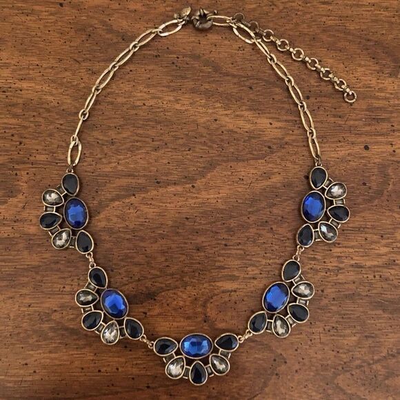 J.Crew | Royal Blue and Grey Pendant Necklace | 18” Adjustable - Picture 3 of 4